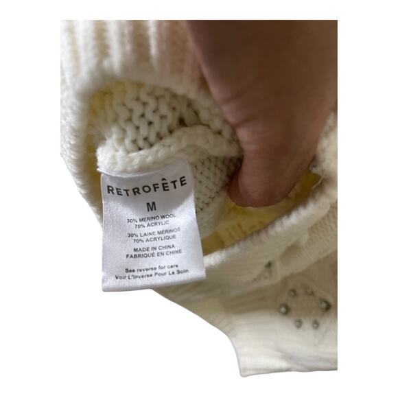 Retrofete Maple Embellished Sweater Dress Cable Knit Merino Wool Rhinestone Sz M - Picture 8 of 14